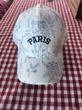Paris blue Floral Baseball Cap - Light Blue on White -shabby chic